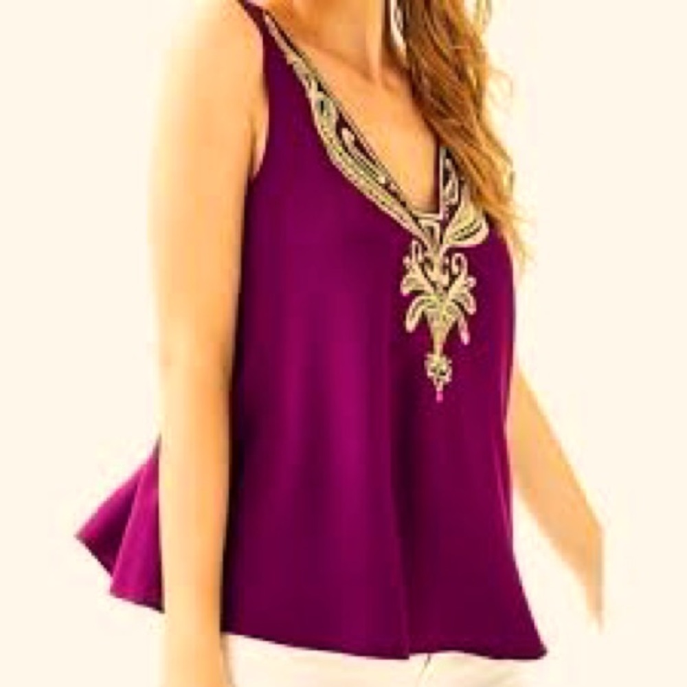Lilly Pulitzer. Embellished and Embroidered Shiraz Owen Tank. Size Small.